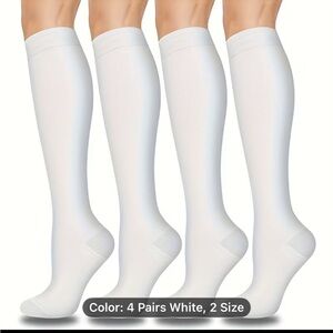 4 pair L/XL  of white knee high compression socks